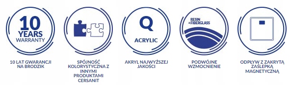 Brodzik kwadratowy posadzkowy biały Tako Slim 90x90x4 Cersanit syfon Głębokość 90 cm