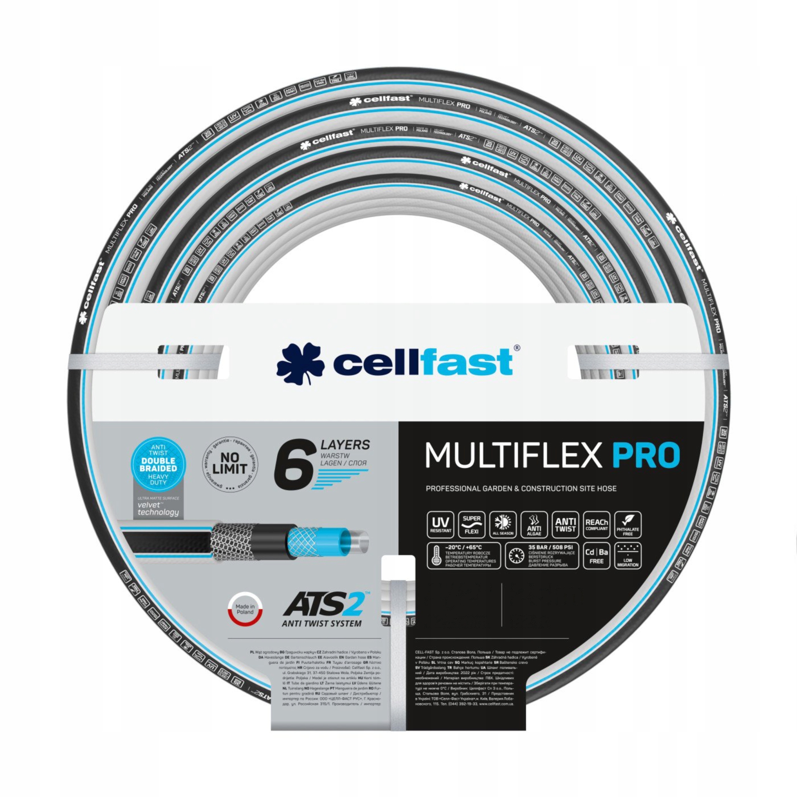 CELLFAST WĄŻ OGRODOWY PRO 6 WARSTWOWY 1CAL 30M 1" 35BAR NIESKRĘCAJĄCY Marka Cellfast