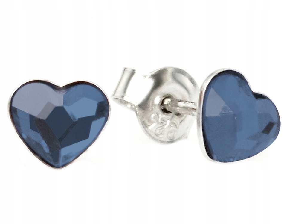 

Kolczyki sztyfty srebro serce niebieskie Swarovski