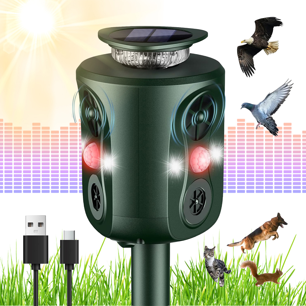 Solarny Odstraszacz Gryzoni Ultrasoniczny Ładowanie Solarne I Usb 2200MAH