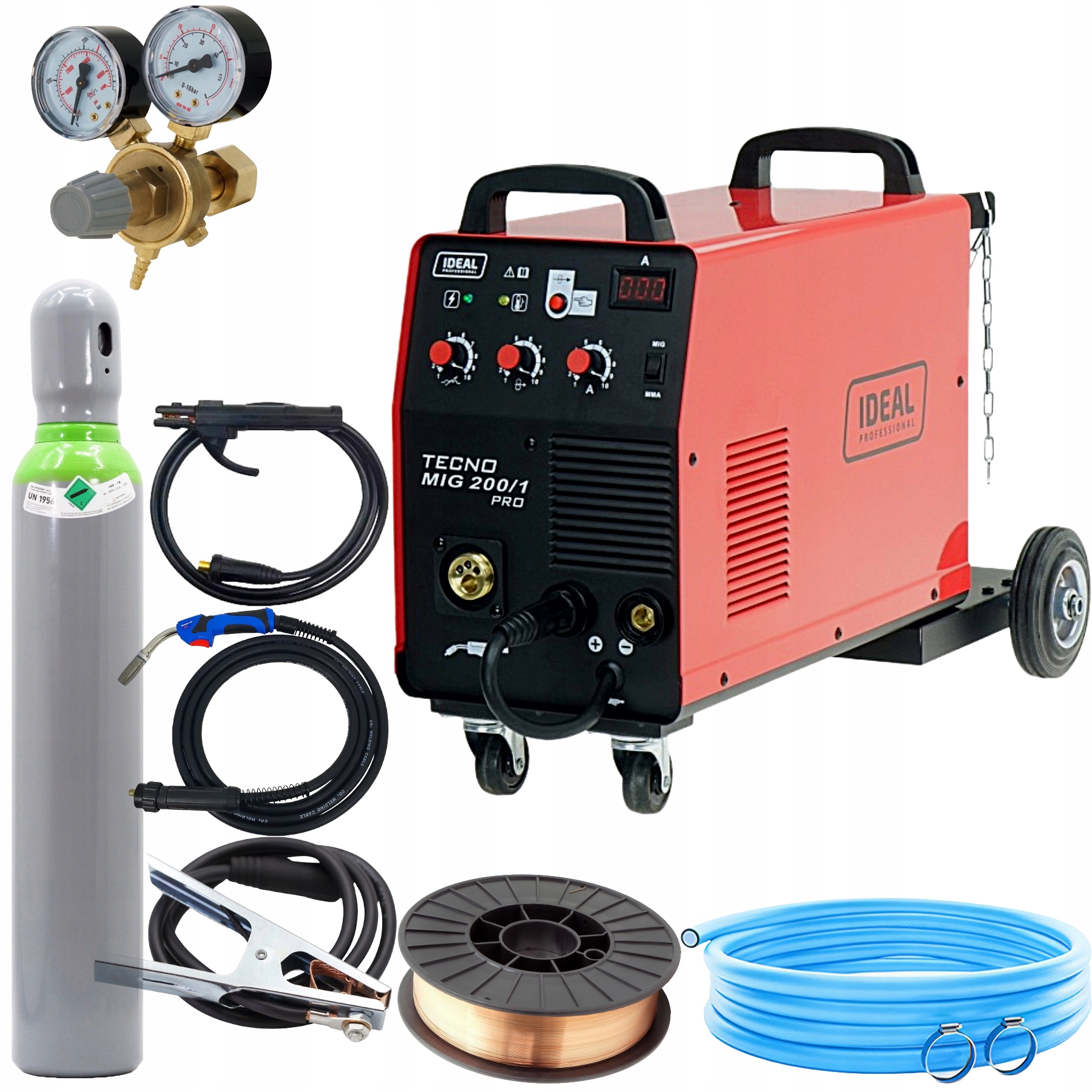 Spawarka Mig/mag Ideal Tecno Mig 200/1 Mma Pro 200A 230V- gotowy komplet