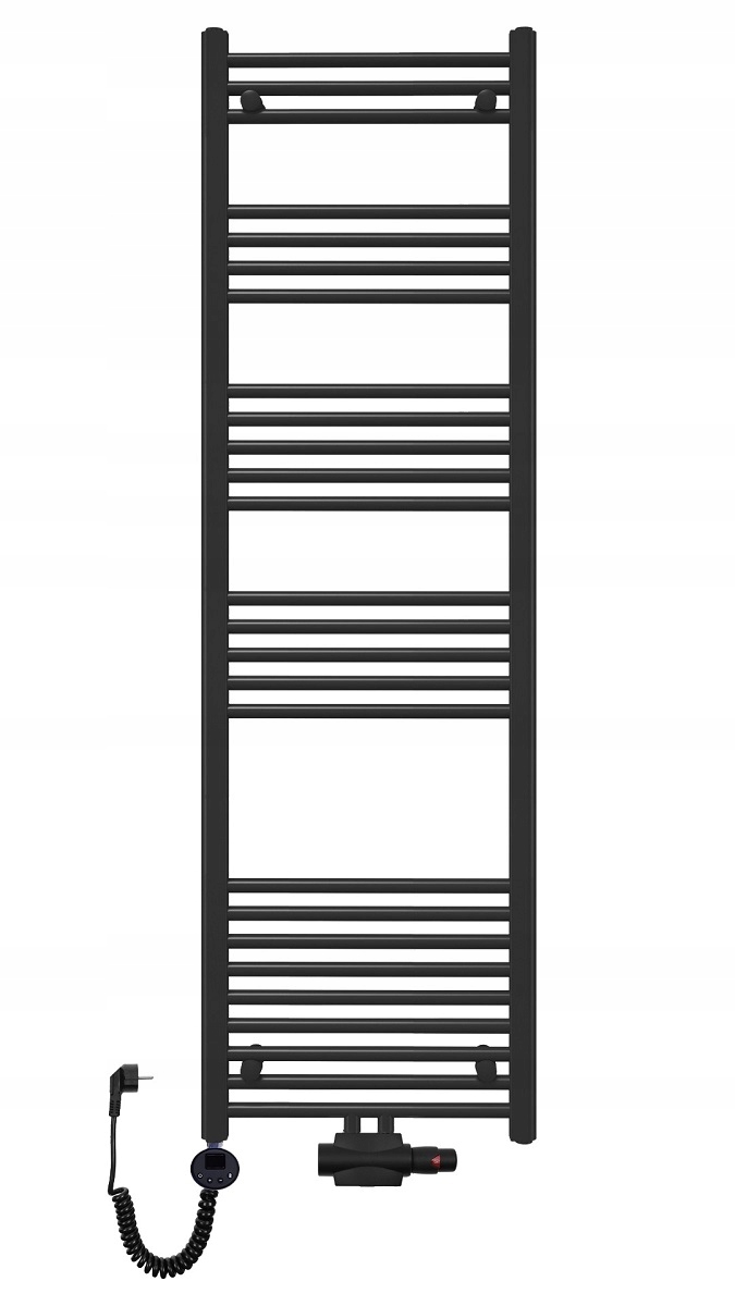 Grzejnik łazienkowy dekoracyjny wodno-elektryczny 1600x500 czarny drabinka