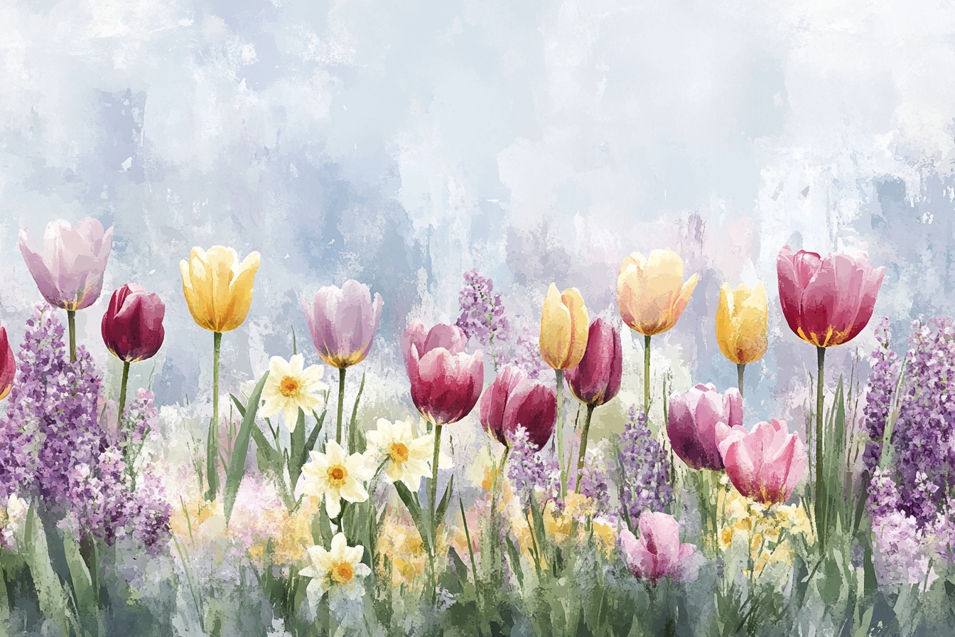 Fototapeta Flizelina Zahrada Květiny Tulipány Narcisy Jaro 416x290 130g