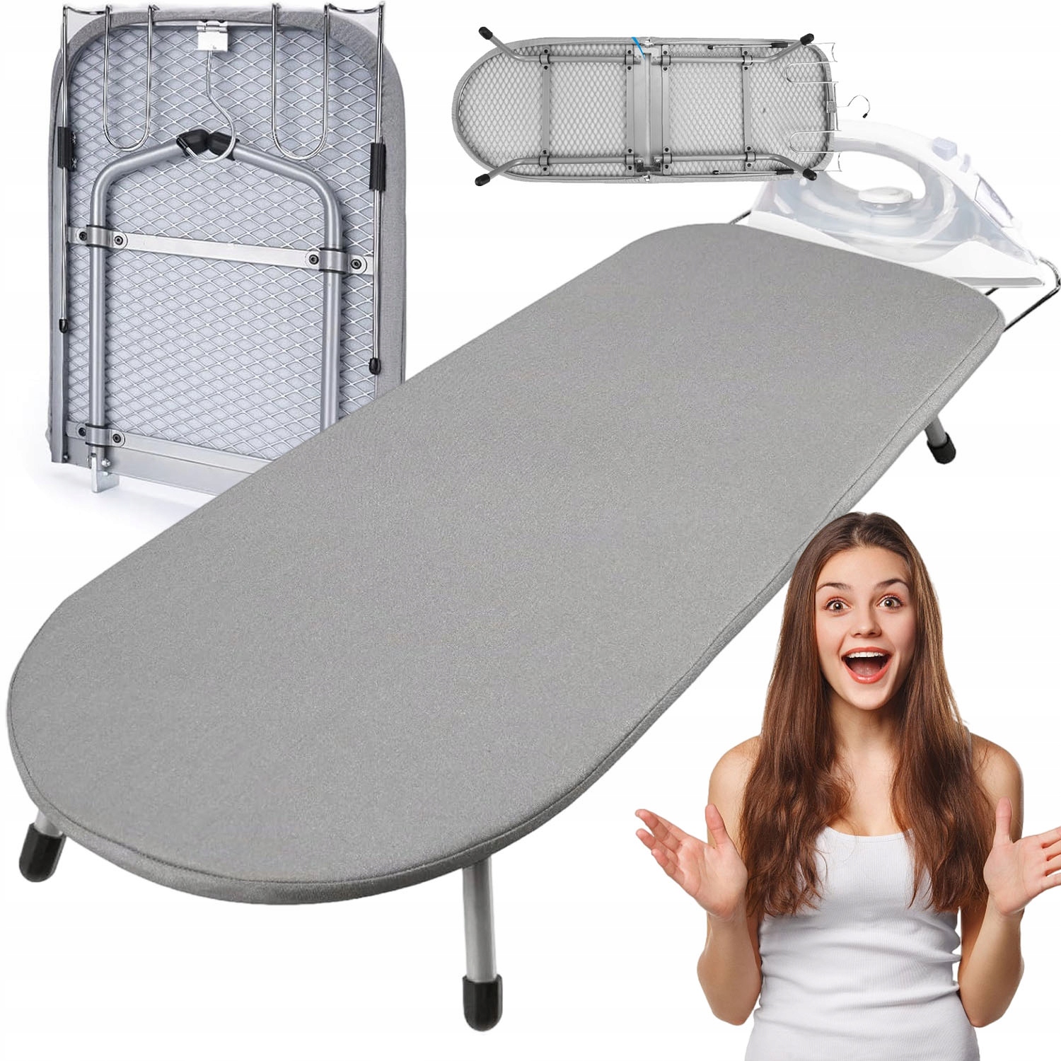 Mini Žehlicí Prkno Na Psací Stůl S Velkým Panelem, Zesílená, Skládací