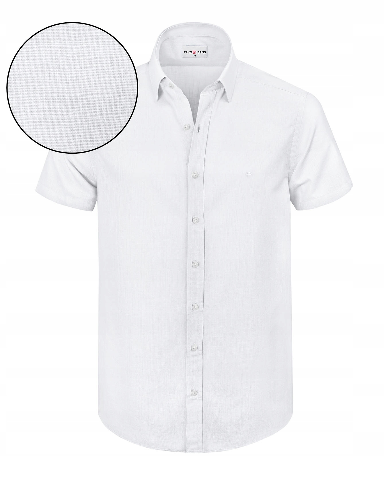 Pánská košile s krátkým rukávem Bílá Regular Fit Bavlněná Pako Jeans