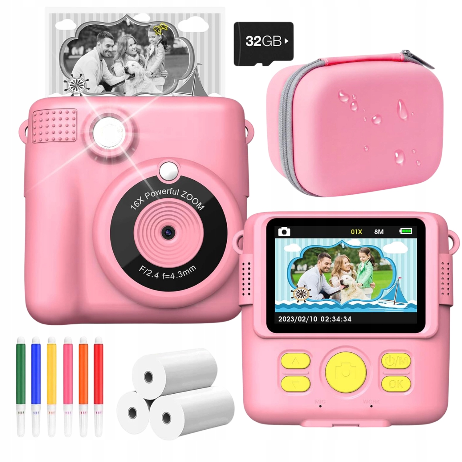 Termální Tiskárna Mini S 3 Rolemi Pro Děti 32 Gb, Okamžitá