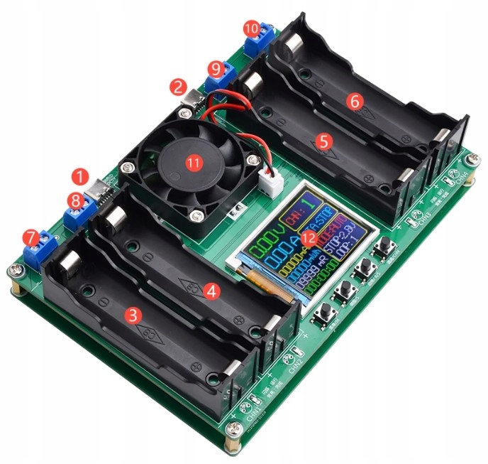 Miernik tester pojemności ogniw akumulatorów 4 x 18650 USB Kod producenta 788866