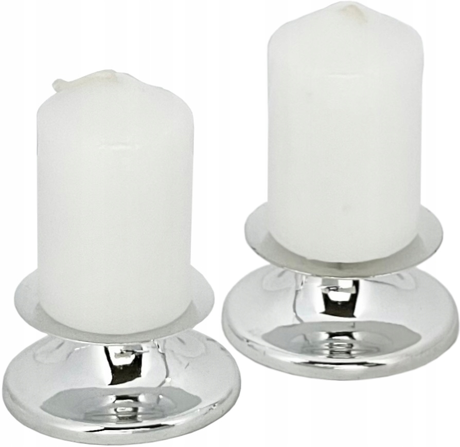 KOMPLET DWÓCH SREBRNYCH ŚWIECZNIKÓW SREBRNY ŚWIECZNIK ŚWIECZKA