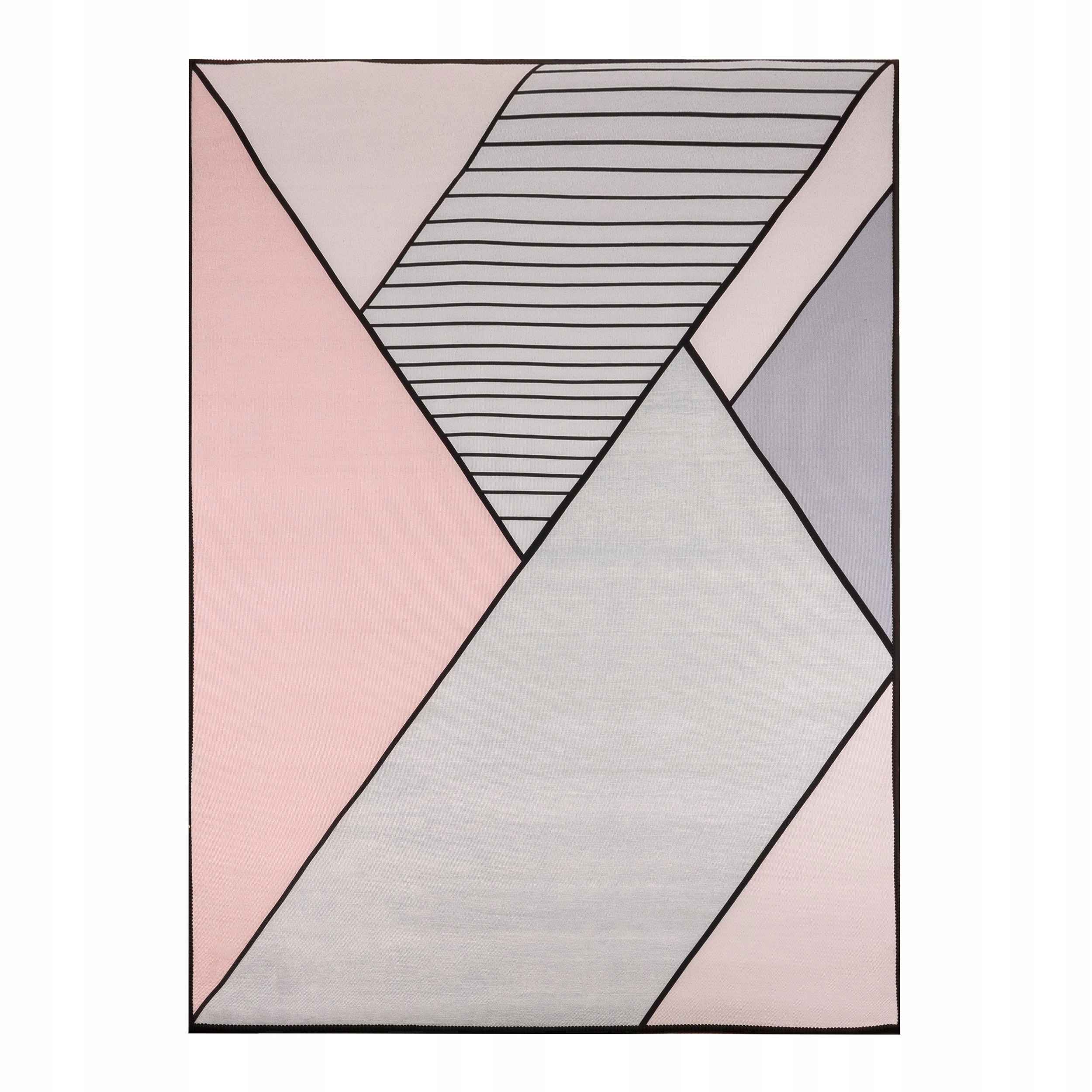 Koberec 120x170 Růžový Šedý Do Obývacího Pokoje Geometrický Protiskluzový Růžový