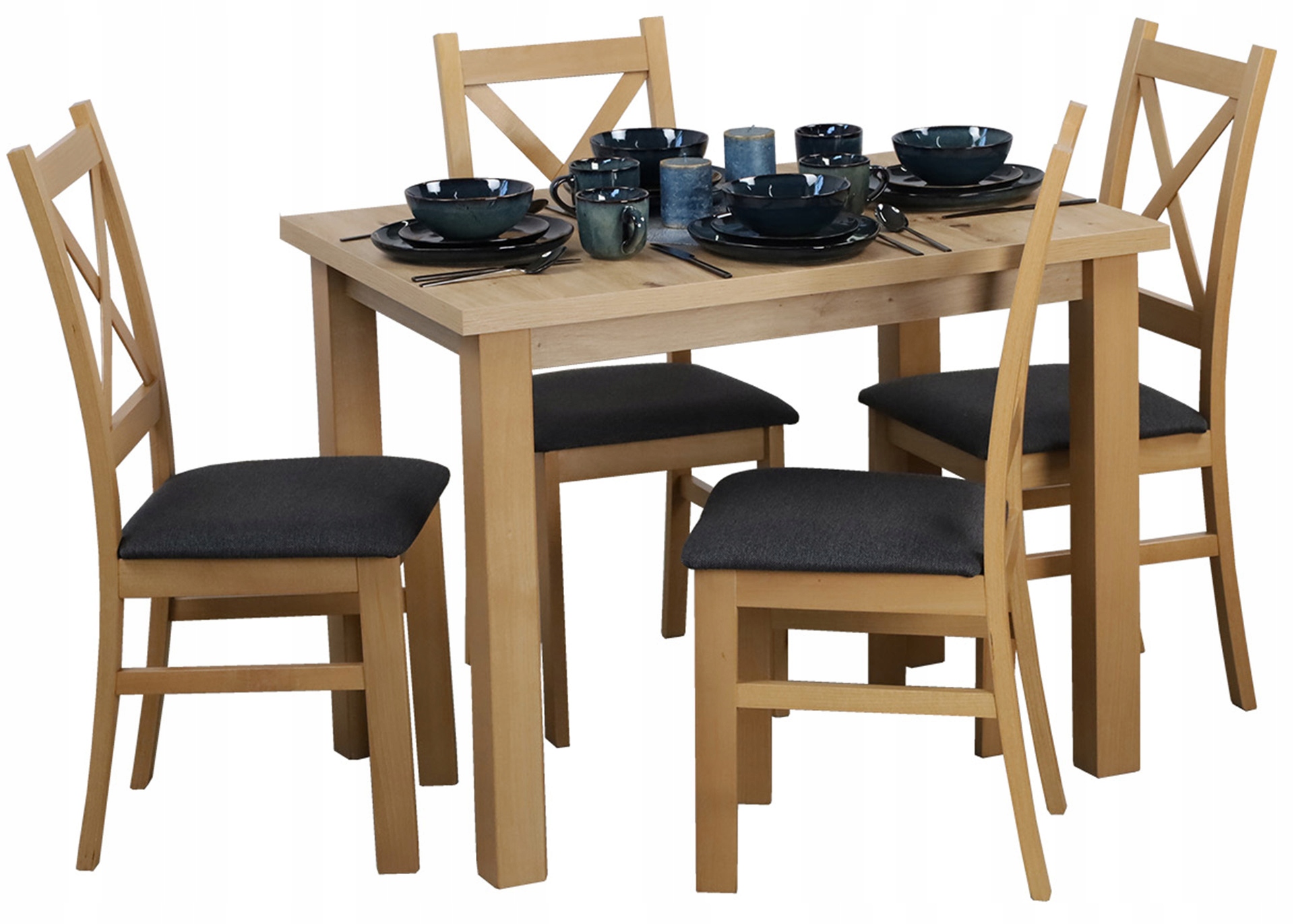 Sada kuchyňského stolu 100x70 se 4 jídelními židlemi M0010-4 Dub Artisan