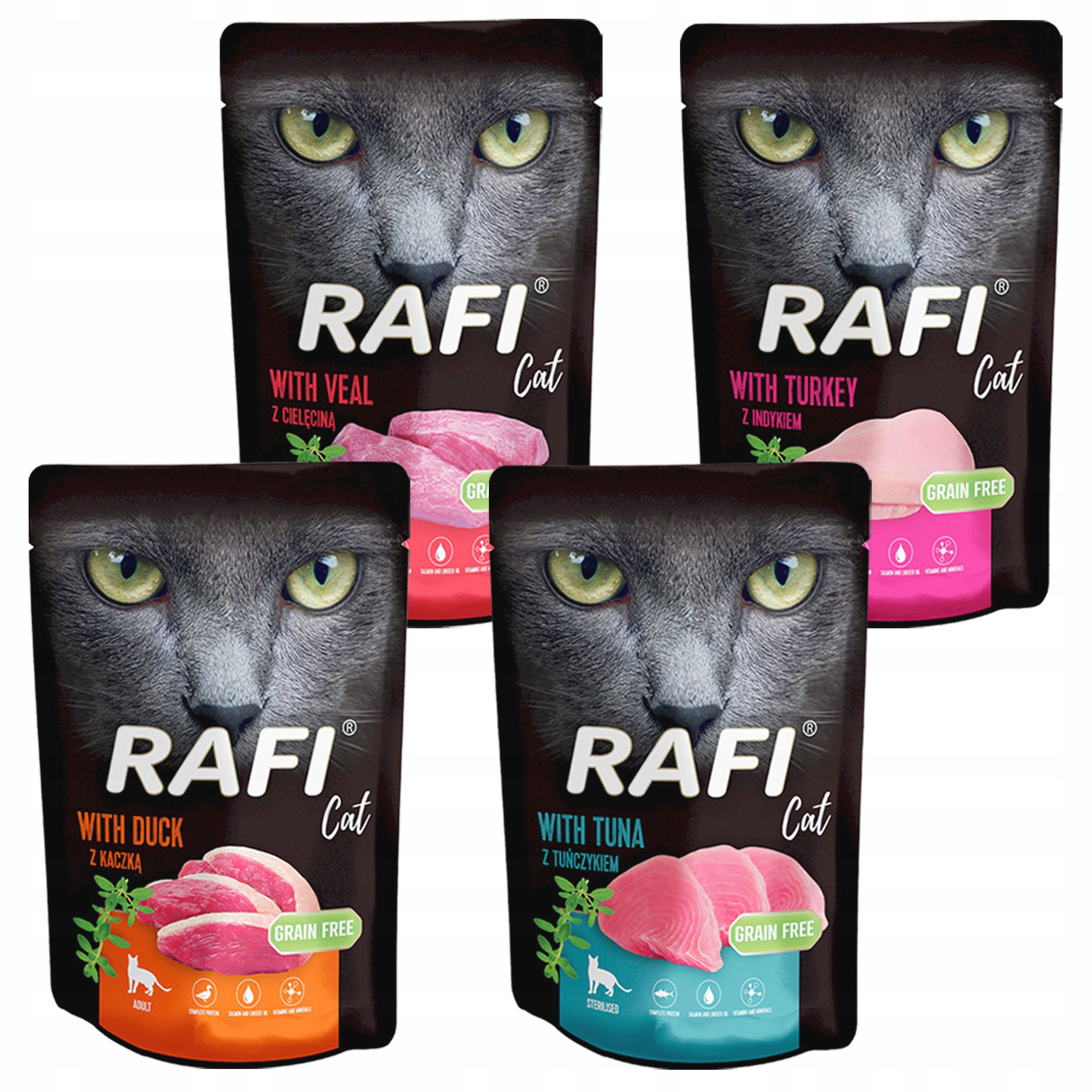 Levně Rafi Cat Mokré krmivo pro kočky Dolina Noteci mix chutí 120 x 100 g bez obilovin