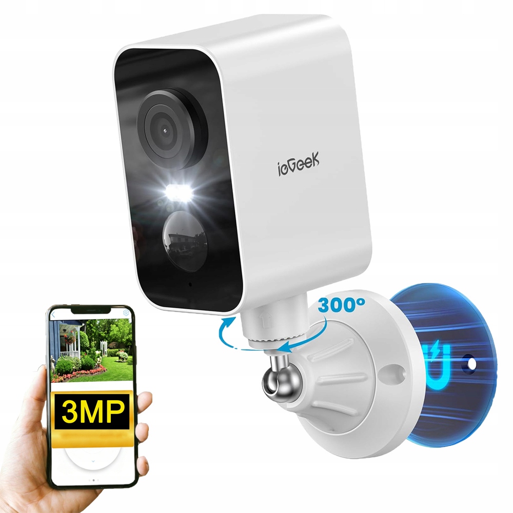Venkovní Kamera WiFi 3MPx 300 horizontální otáčení kamera magnetická montáž