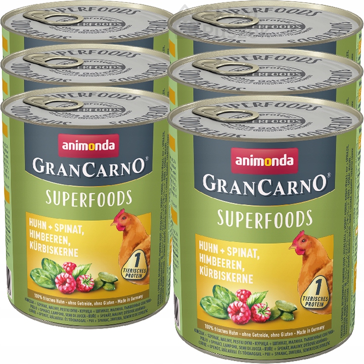 Levně Animonda GranCarno Superfoods 6x800g Kuře/špenát/maliny/dýňová semínka