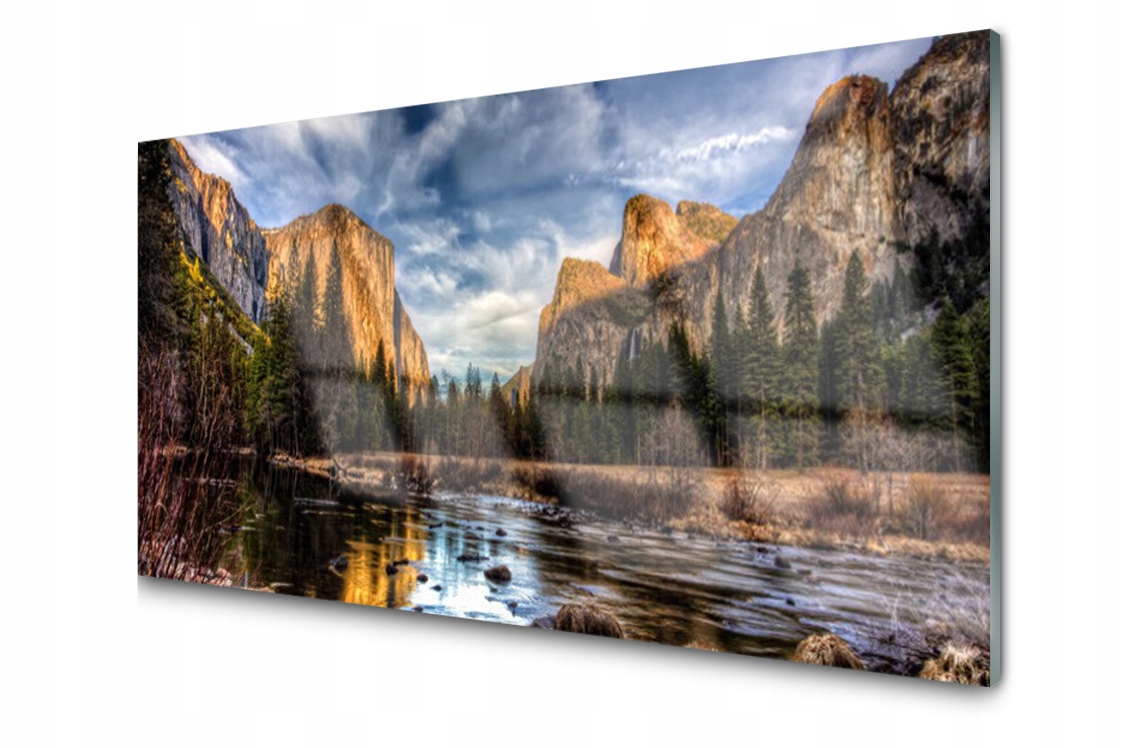 

Panel szklany dekor Góra Las Jezioro 120x60