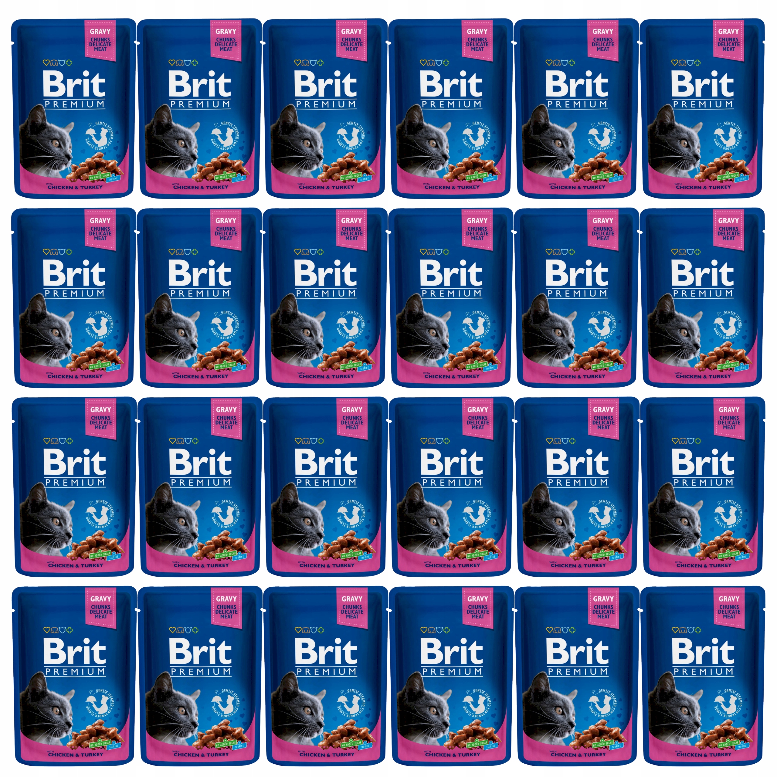 Levně Brit Premium Cat Pouches krmivo pro kočky kuře krůta 24 x 100 g