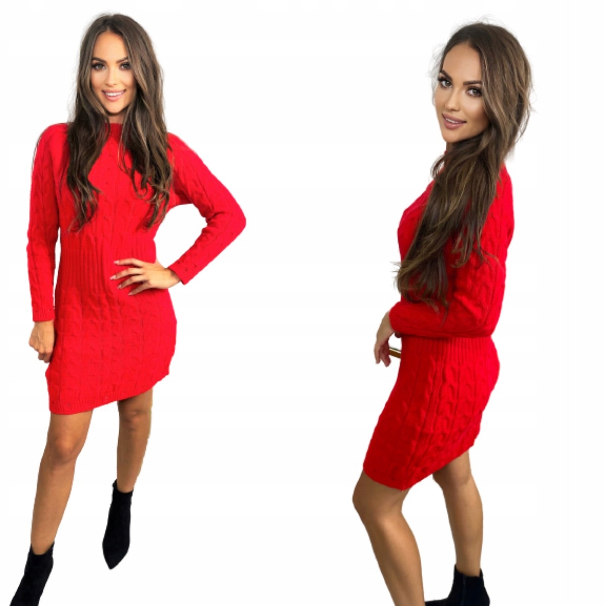 SUKIENKA SWETERKOWA TUNIKA DOPASOWANA JODEŁKA Długość przed kolana