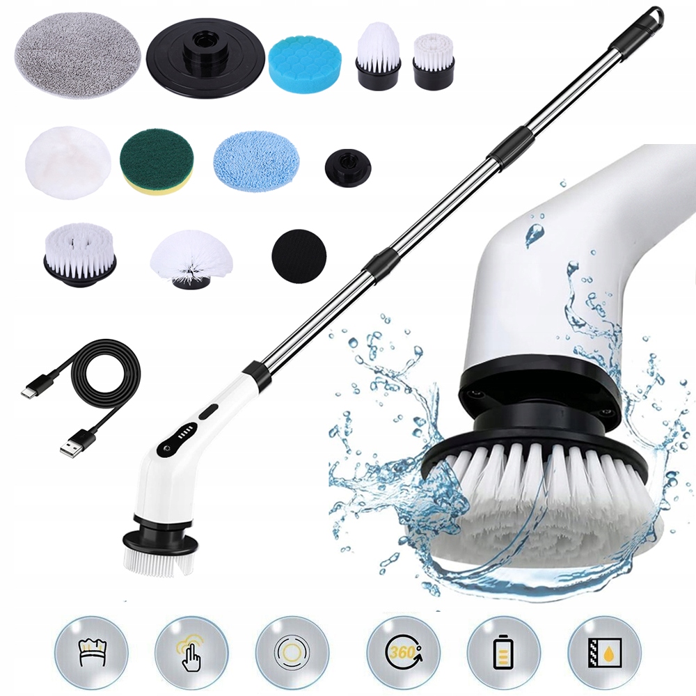 Levně Elektrický čisticí kartáč 9 v 1, ruční teleskopický kartáč