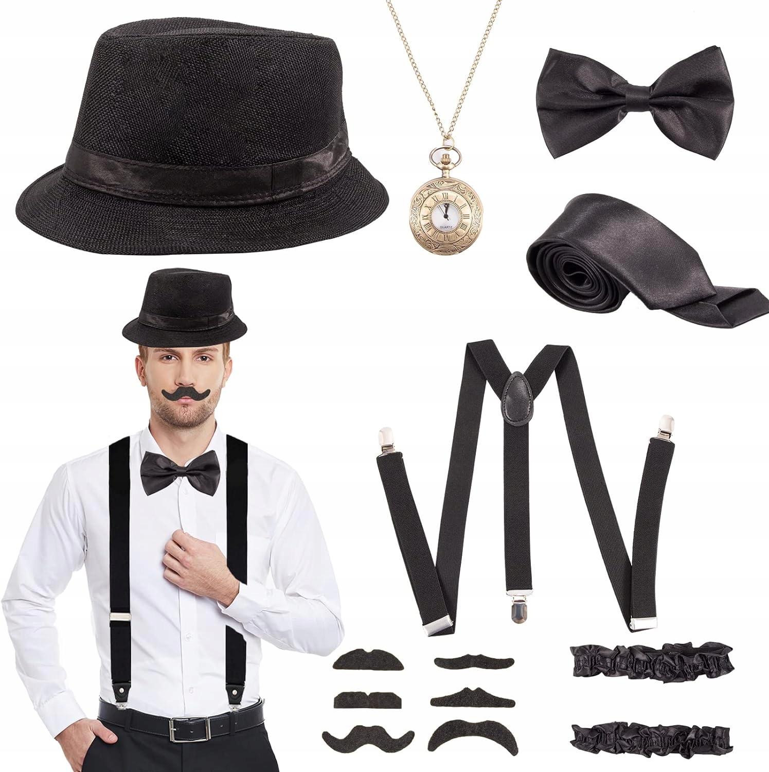 Sada Kostýmu gangstera na Párty v retro stylu pro muže 20. Léta