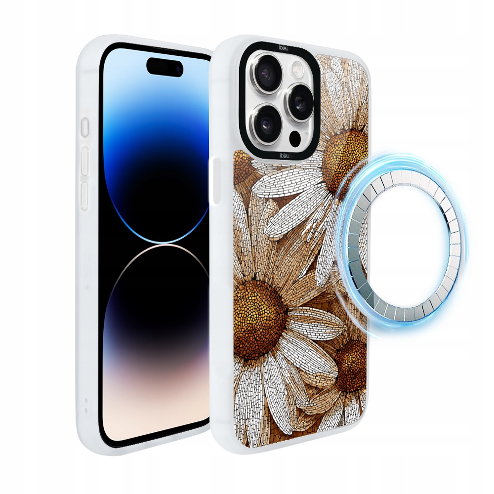 Pouzdro pro iPhone 14 Pro Max Ibizu DropGuard Matt s MagSafe, heřmánková mozaika
