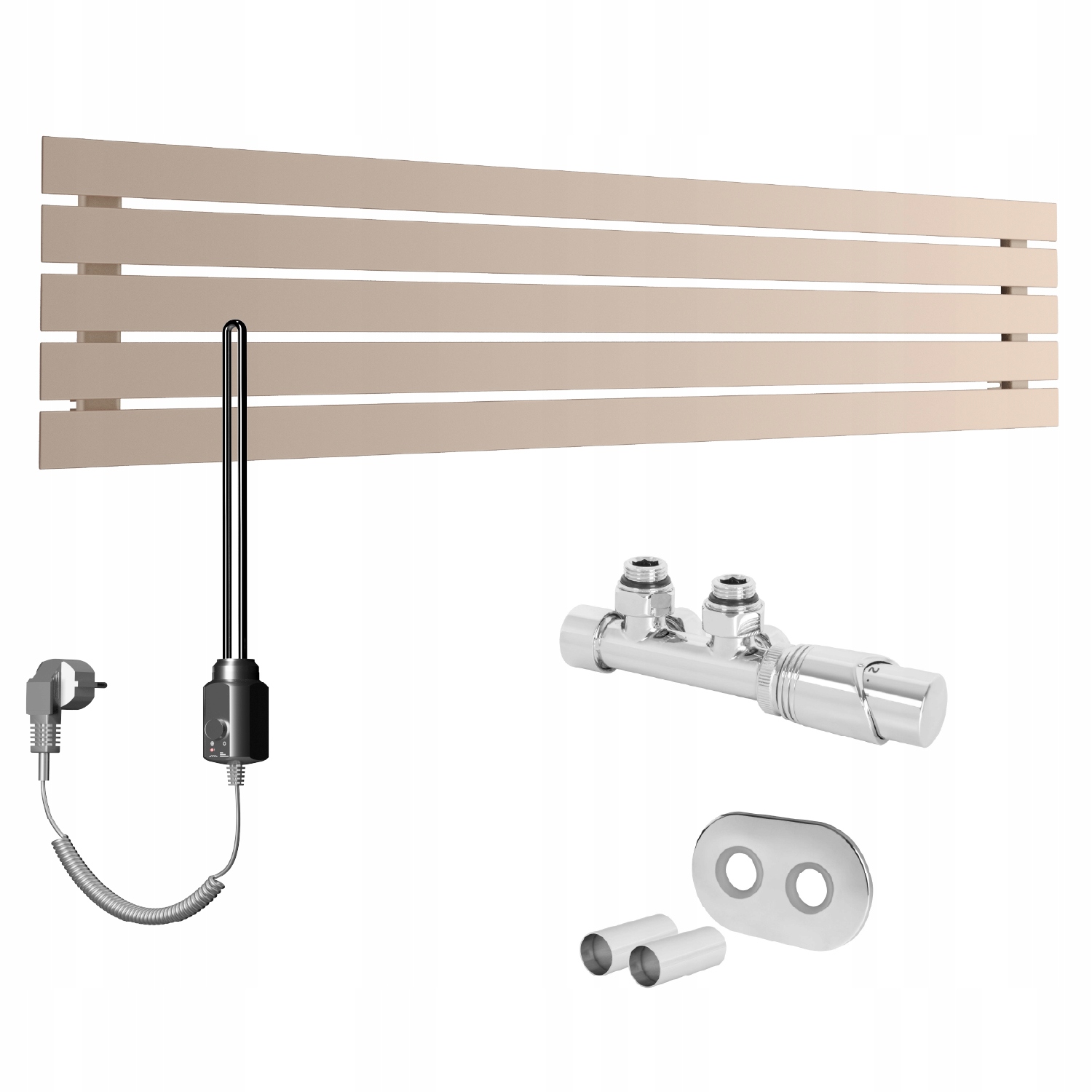 Set Vodovodní a elektrický radiátor horizontální Bello 38x120 Zlatý Růžový