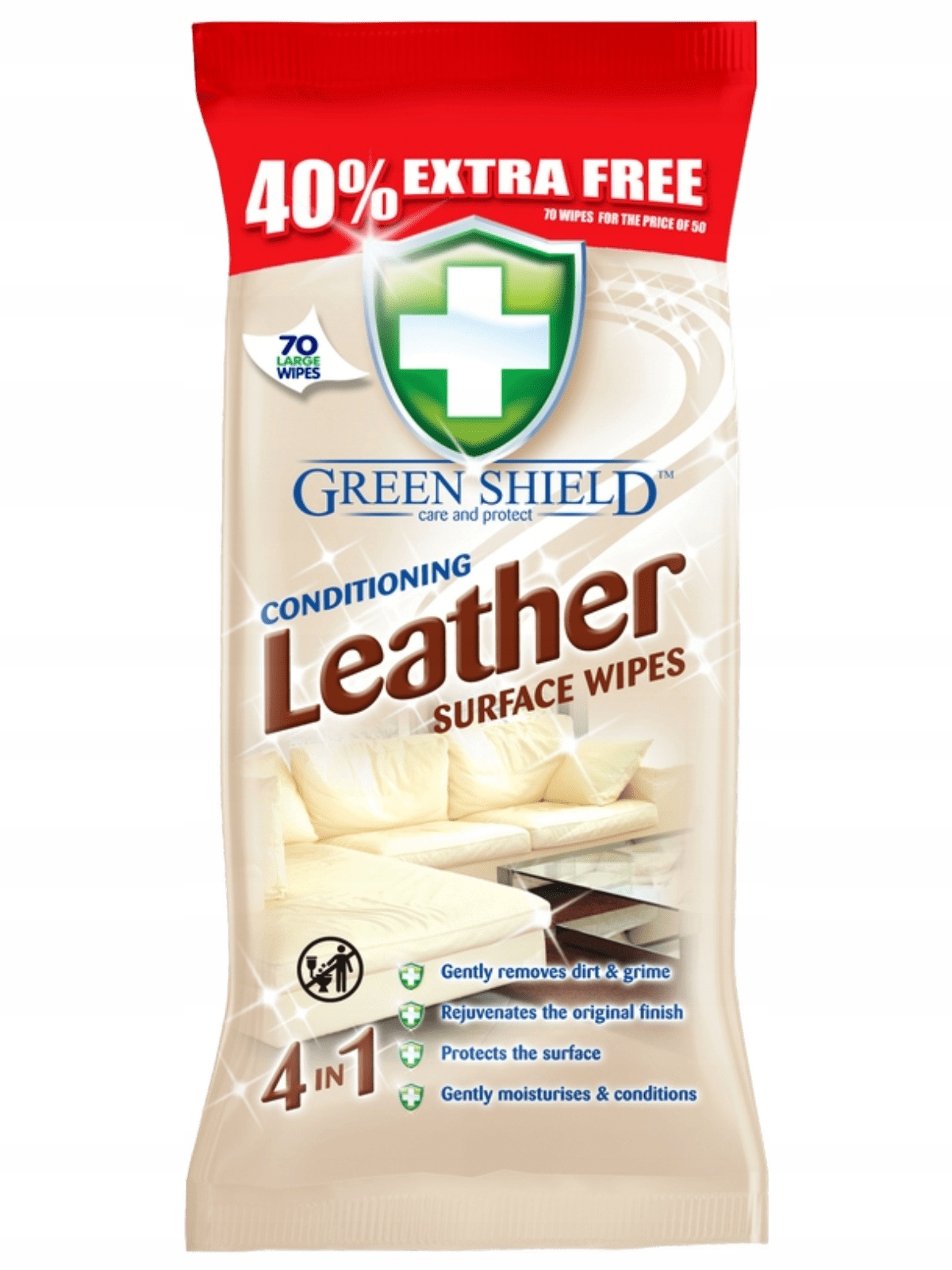 Levně 8X Green Shield Leather Ubrousky na kůži 70 kusů