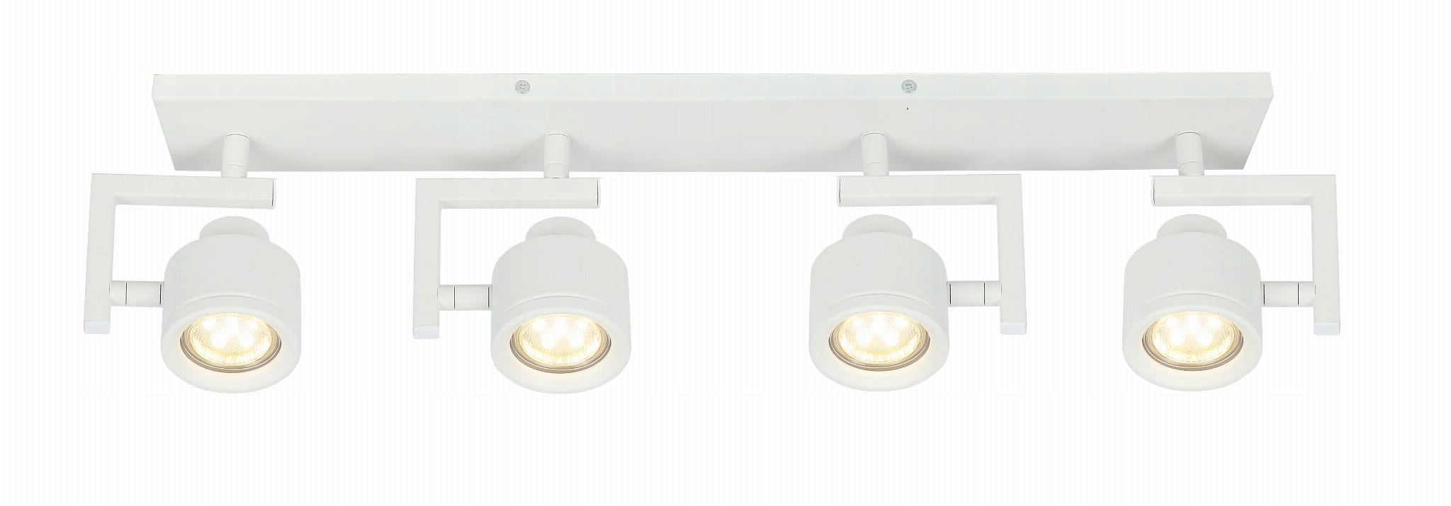 Dlouhá lišta lampa s reflektory Alenis 2 bílá nad jídelní stůl pracovní deska