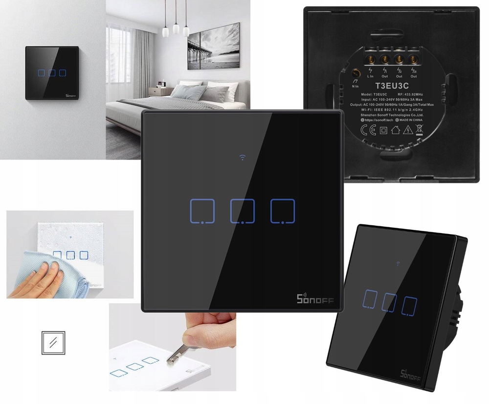 

Sonoff trzykanałowy dotykowy włącznik światła WiFi
