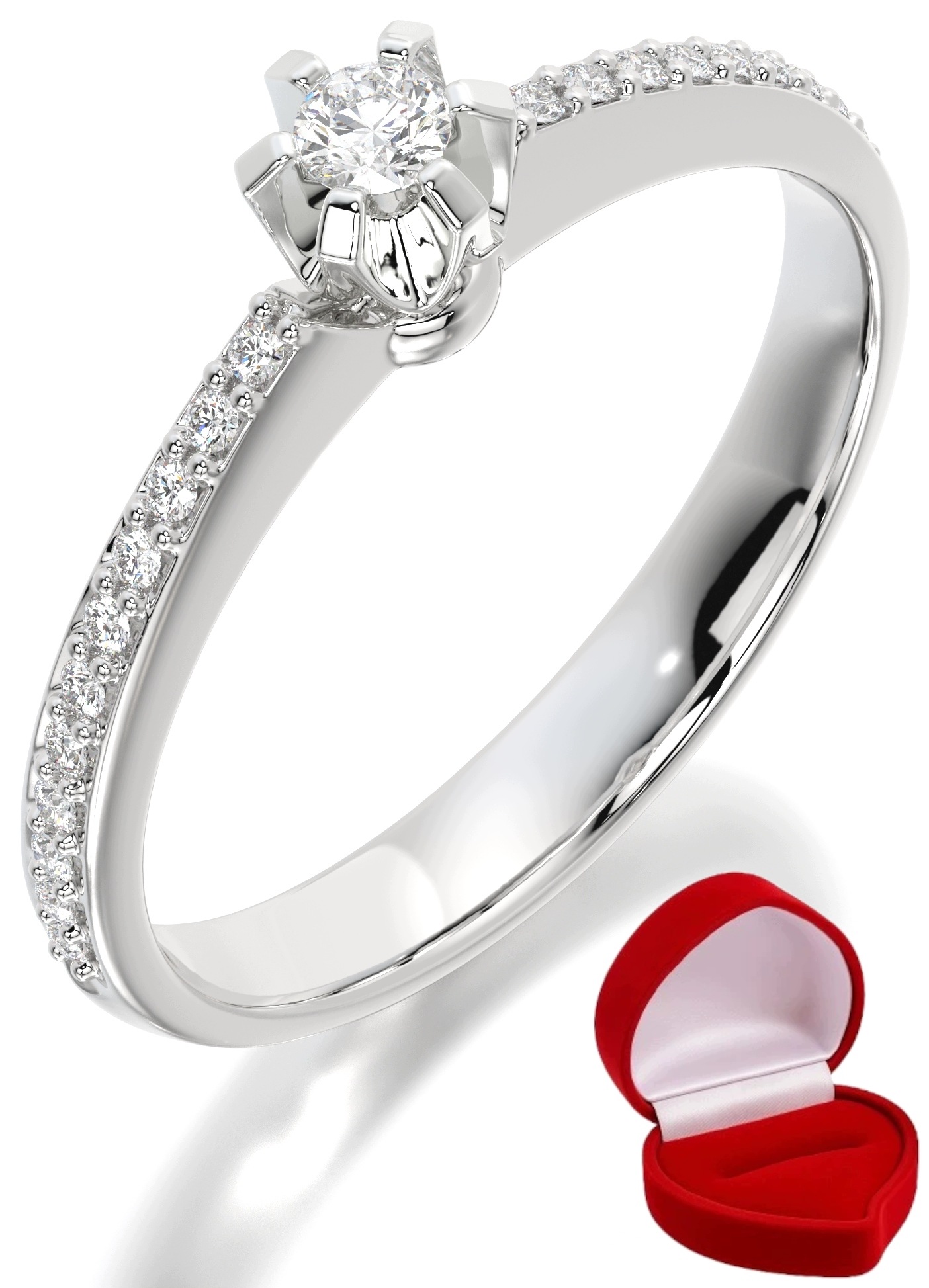 Zlatý Prstýnek 585 14k Brylant Lab 0,06 ct Bílé Zlato R24