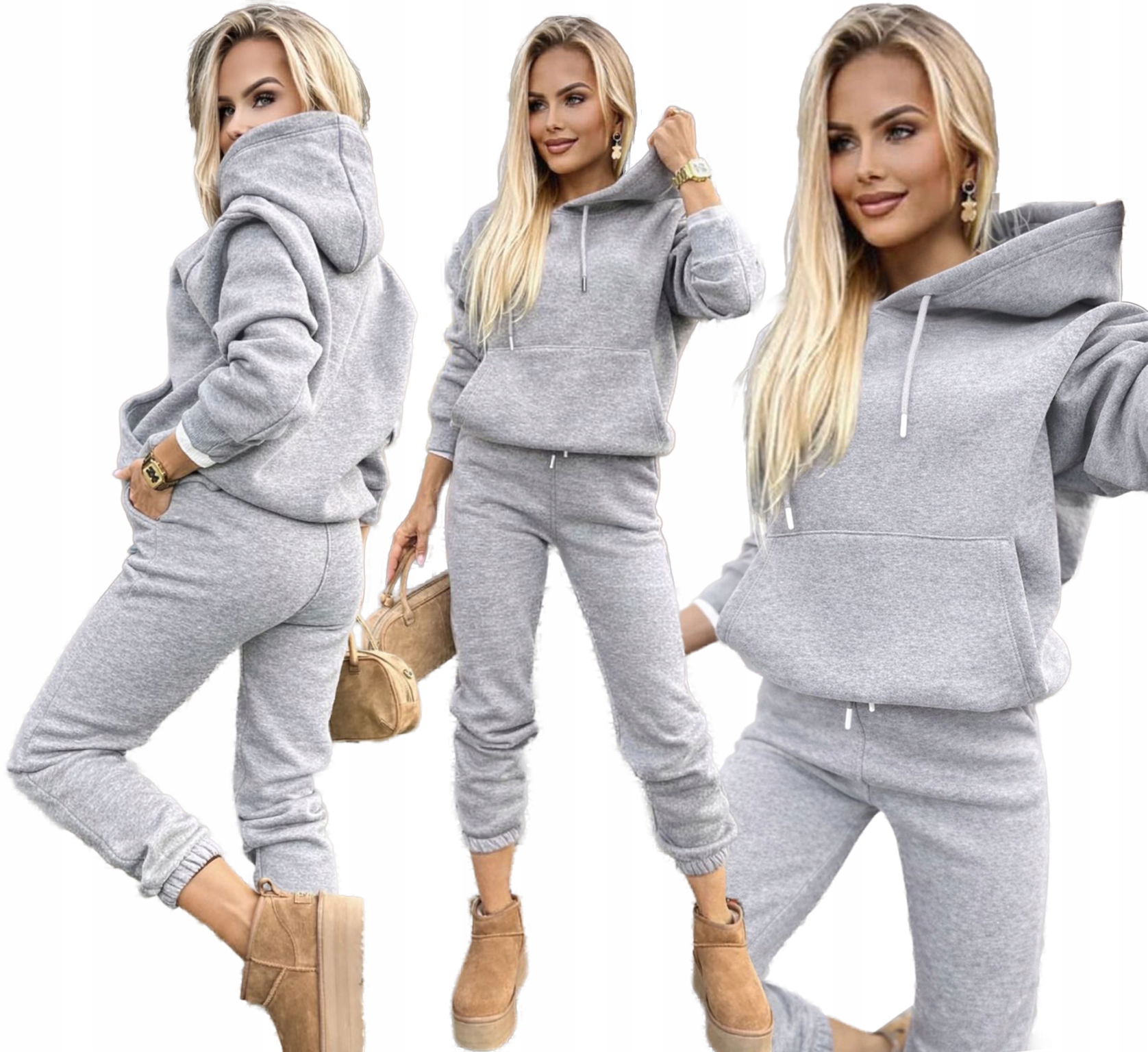 Bavlněný tepláková souprava Teplákovka kalhoty mikina s klokaní kapsou L Savana