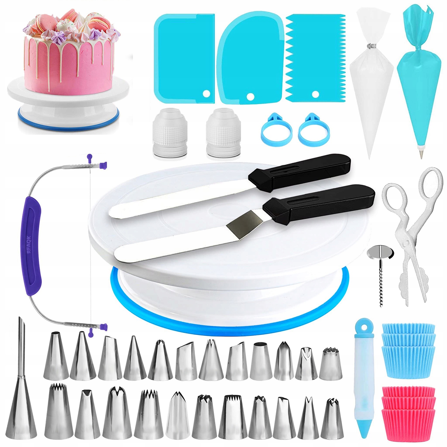 Levně Velká Sada Na Zdobení Dortů A Cukrářských Dortů Akcesoria 130 Ks