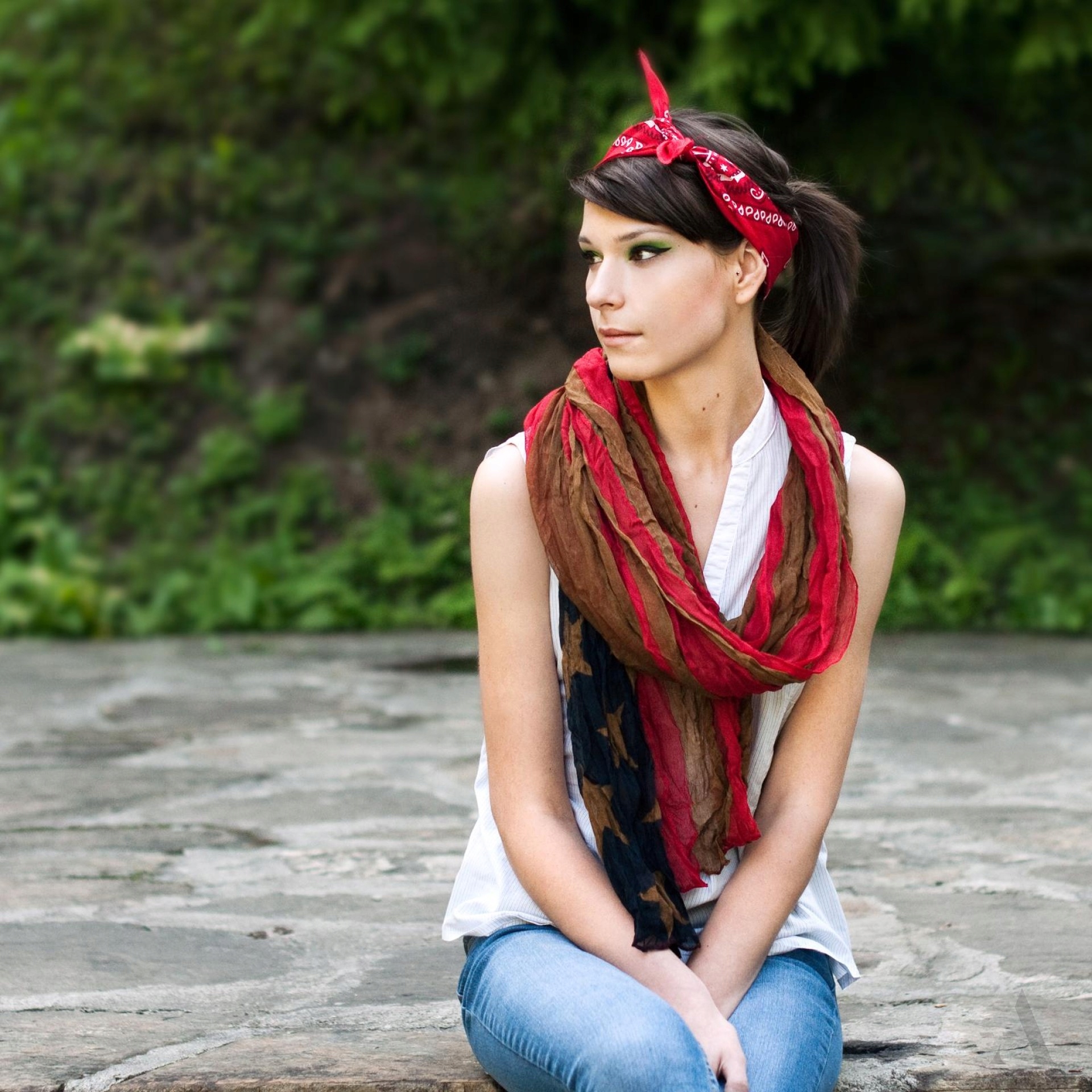 APASZKA BANDANA NA TWARZ DAMSKA NA GŁOWĘ DO WŁOSÓW Wzór dominujący mix wzorów