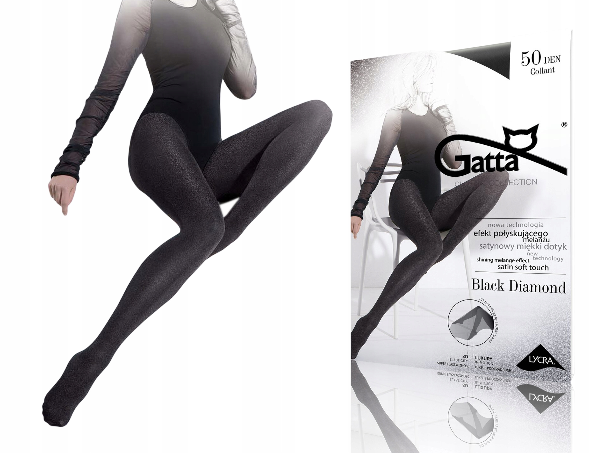 

Rajstopy Gatta Black Diamond 50den, S, nero-silver