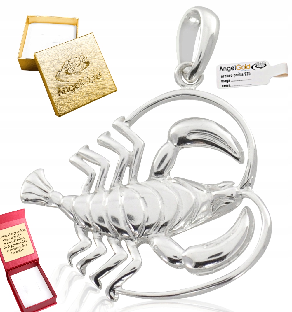 Stříbrný Přívěsek Rak Velký Znamení Zvěrokruhu Ryzost 925