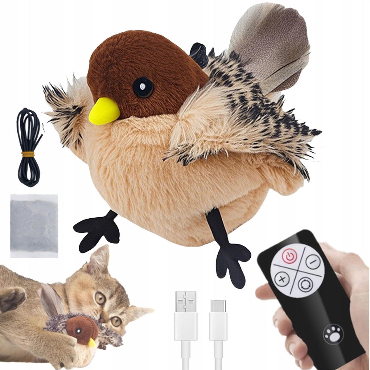 Levně Interaktivní Hračka Usb Létající pták Hračka Pro Kočky S Usb dálkovým ovládáním