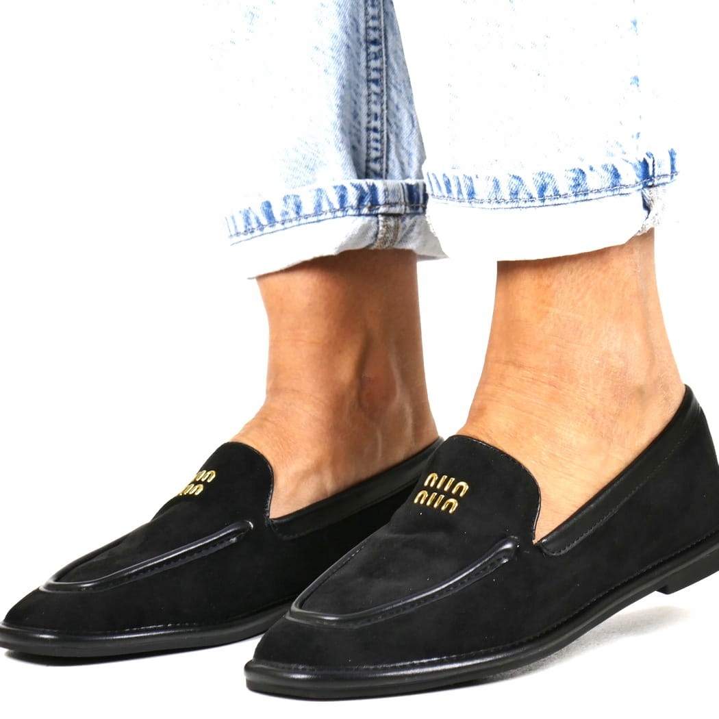 Dámské Mokasíny Nazouvací Polobotky Černé Semišové Miu Elegantní Top 38