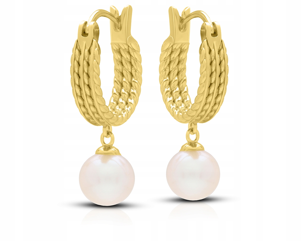 Zlaté Náušnice s přírodními perlami, dámské kroužky Stříbro ryzost 925