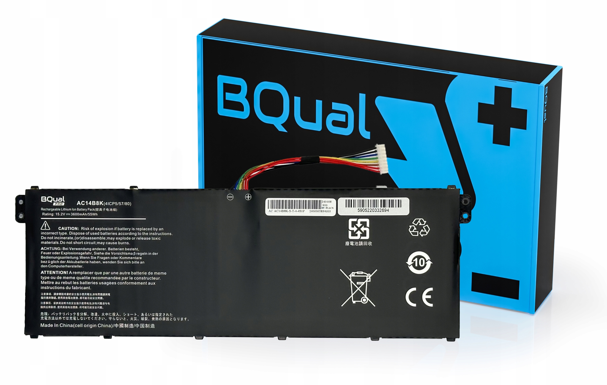 Bateria BQual Pro AC14B3K AC14B7K AC14B8K do laptopa Acer 3600mAh 15.2V