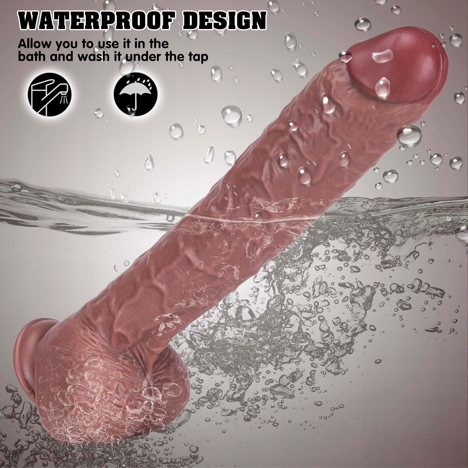 REALISTISCHER Dildo Silikon 40cm Dla Kobiet Z Żyłami i Jądrami — miniatura 5