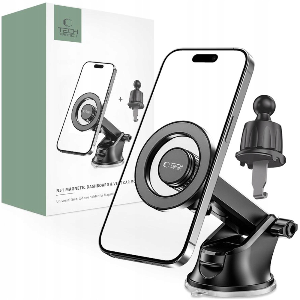 Tech-protect N51 Magnetický Držák Do Auta Magsafe Na Palubní Desku A Ventilaci Černý