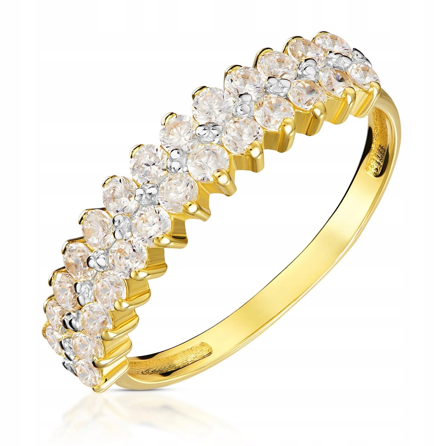 Zlatý Prstýnek 585 Bílé Luxusní Kameny, Bohatě Zdobený Vel. 15