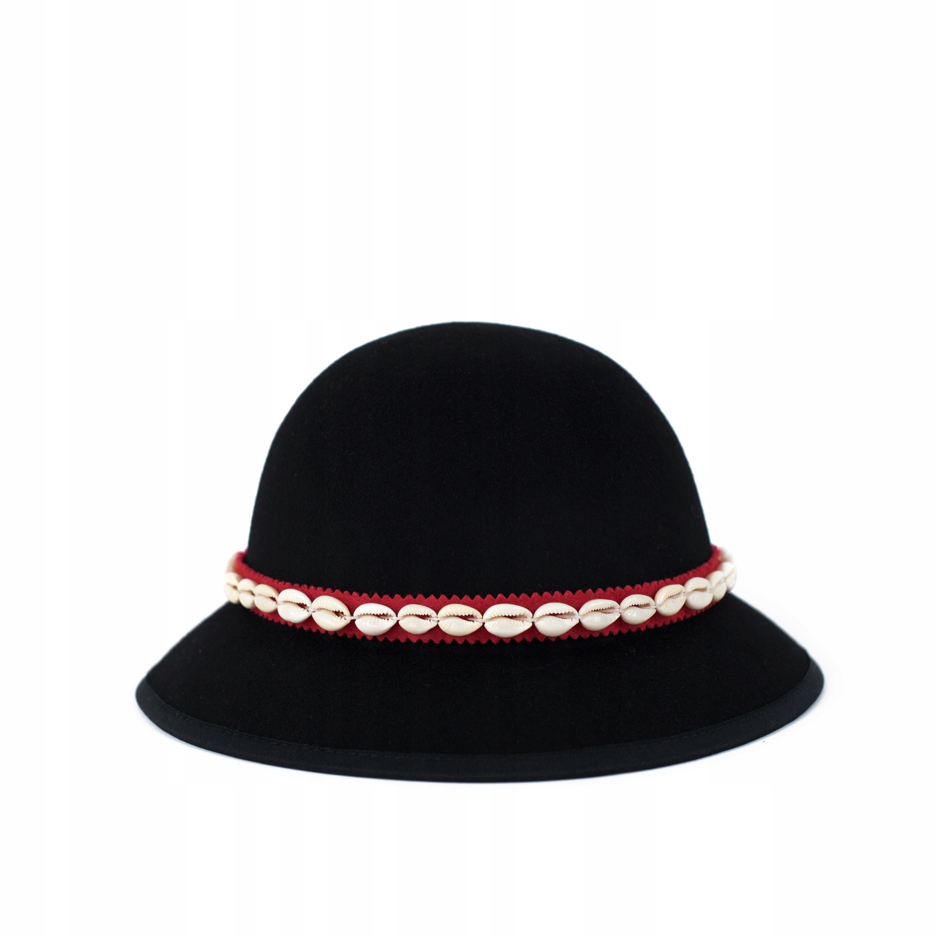 Kapelusz góralski - czarny | z piórkiem, na jasełka i występy cz16232 Wzór dominujący bez wzoru
