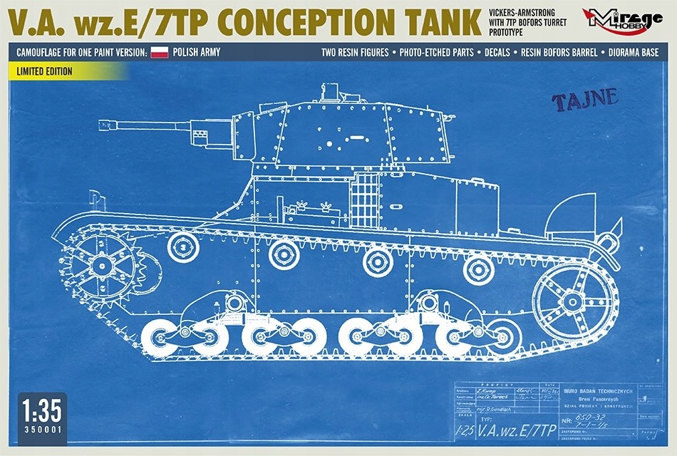 Mirage 350001 1:35 Tank Vickers-Armstrong prototyp s 7TP Bofors věží