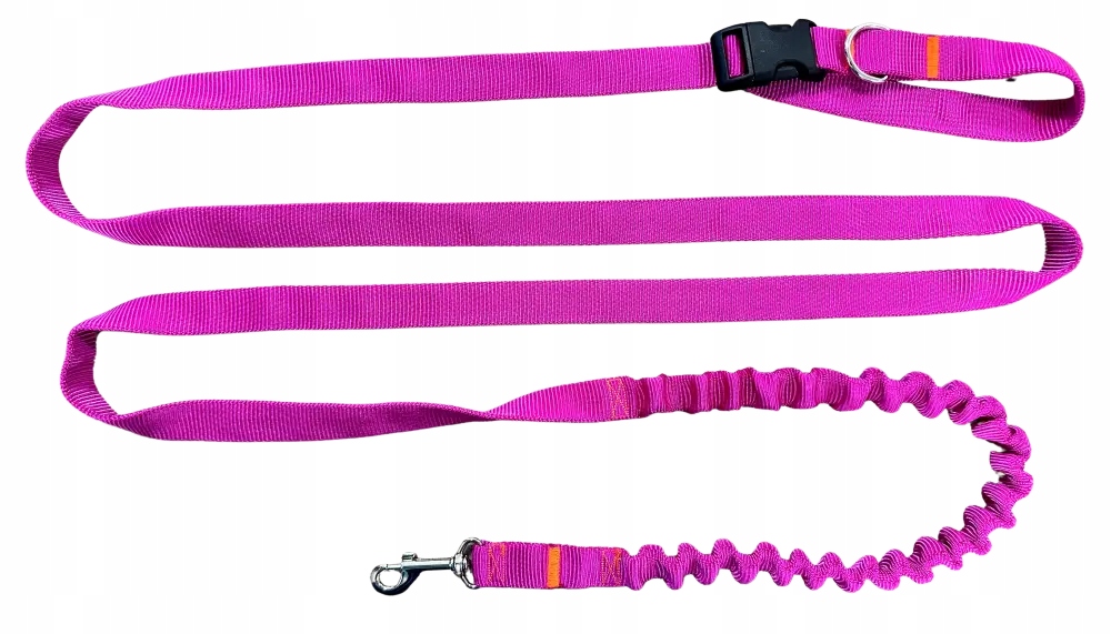 Levně Vodítko pro psa s tlumičem 480 cm Fuksja Nastavitelná HandsFree Made in Pol