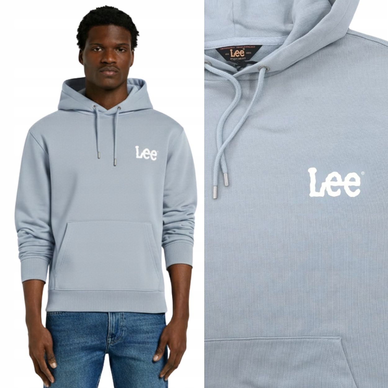 Lee Wobbly Lee Hoodie Concrete bluza bawełniana męska z kapturem kangurka M