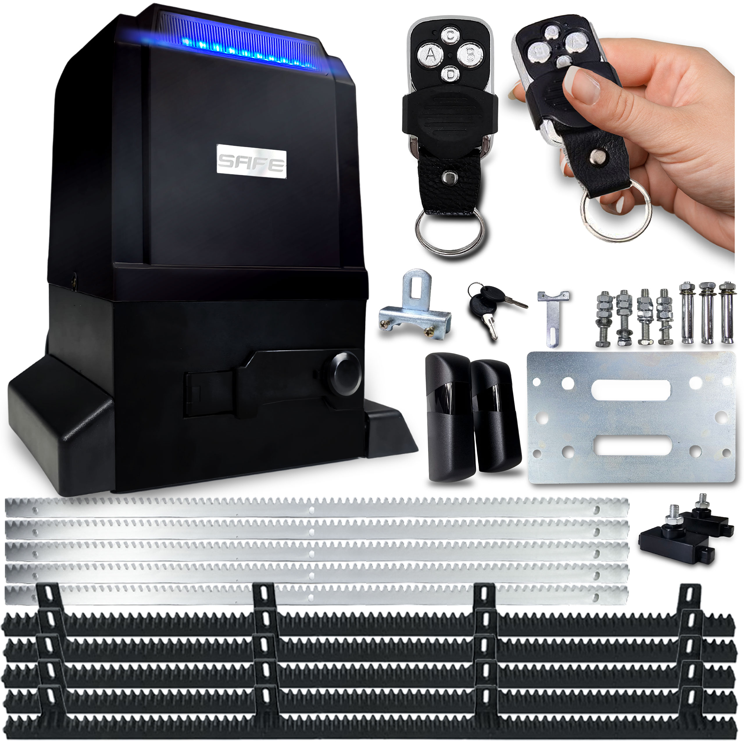 Sada Pohon Pro Posuvné Brány 800 kg 2 Ovladače 5 X lišta Automat