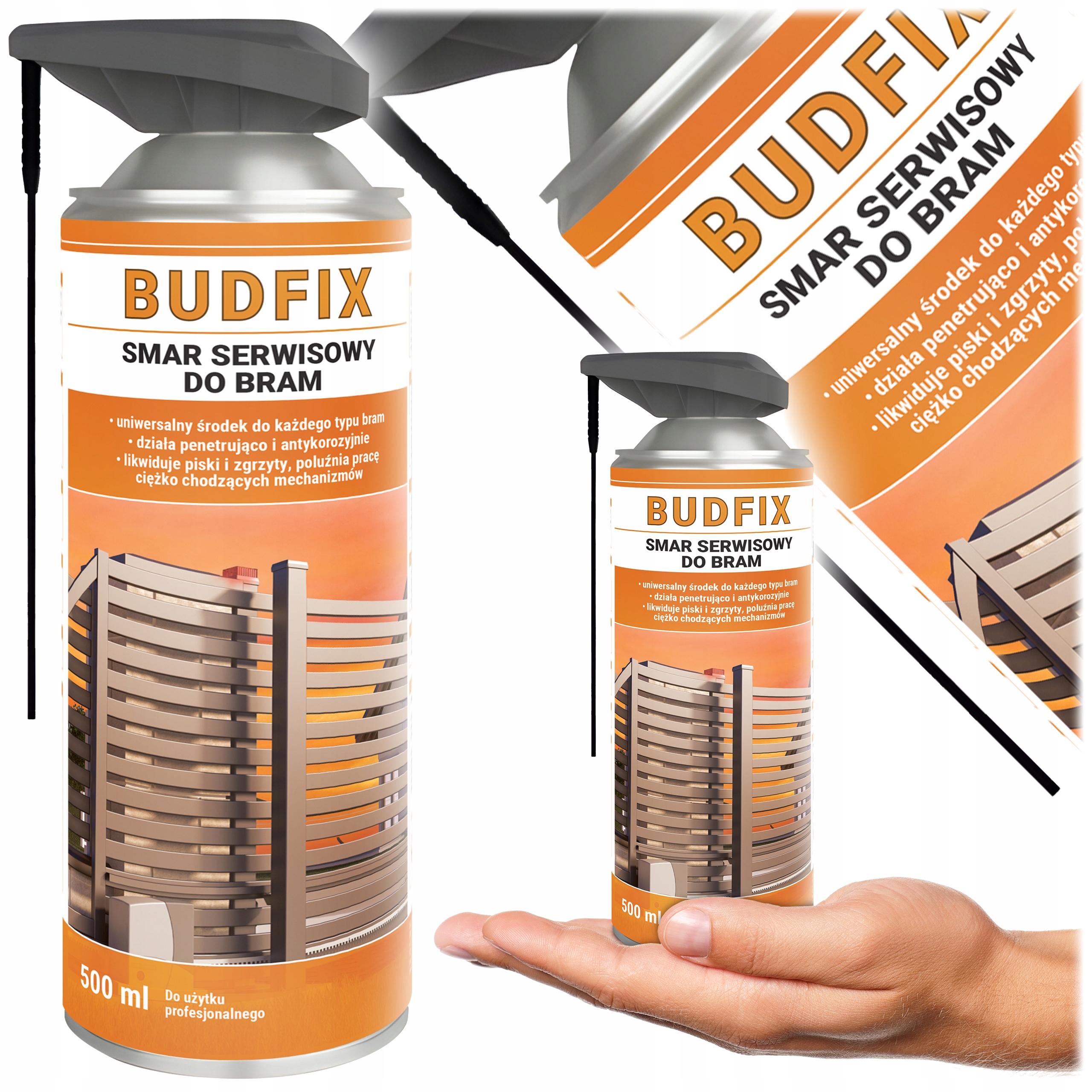 Smar Do Bram Garażowych Spray 500ml Sprężyny Napędy Prowadnice Zawiasy