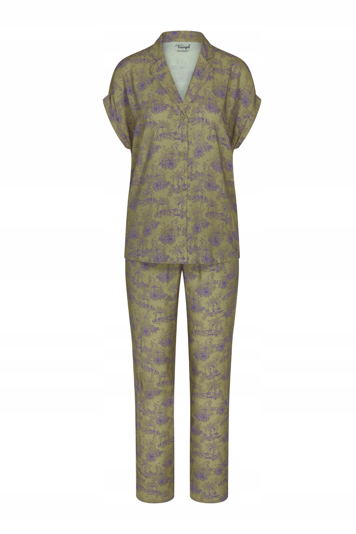 Dámské zapínací Pyžamo dvoudílné dlouhé kalhoty Boyfriend Fit Triumph 44