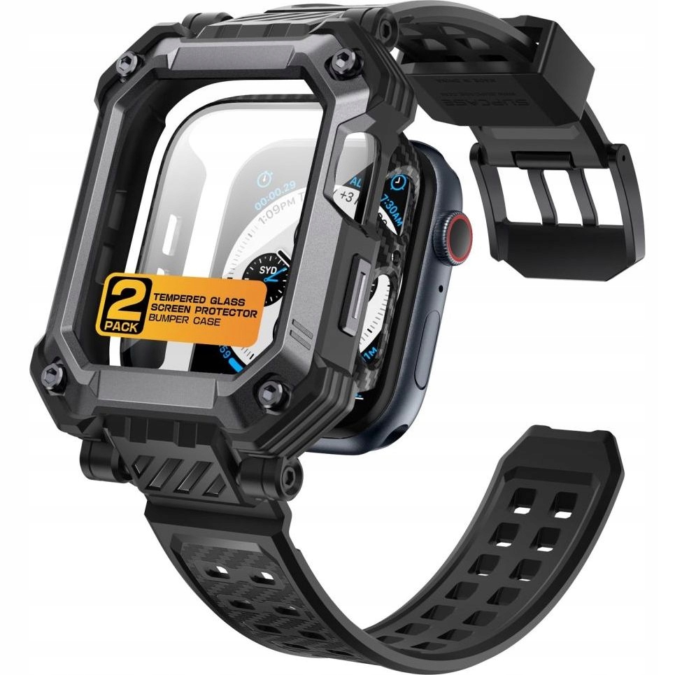 Pouzdro řemínek sklo pro Apple Watch 9/8/7 45 mm, Se 2022/SE/6/5/4 44 mm Supcase