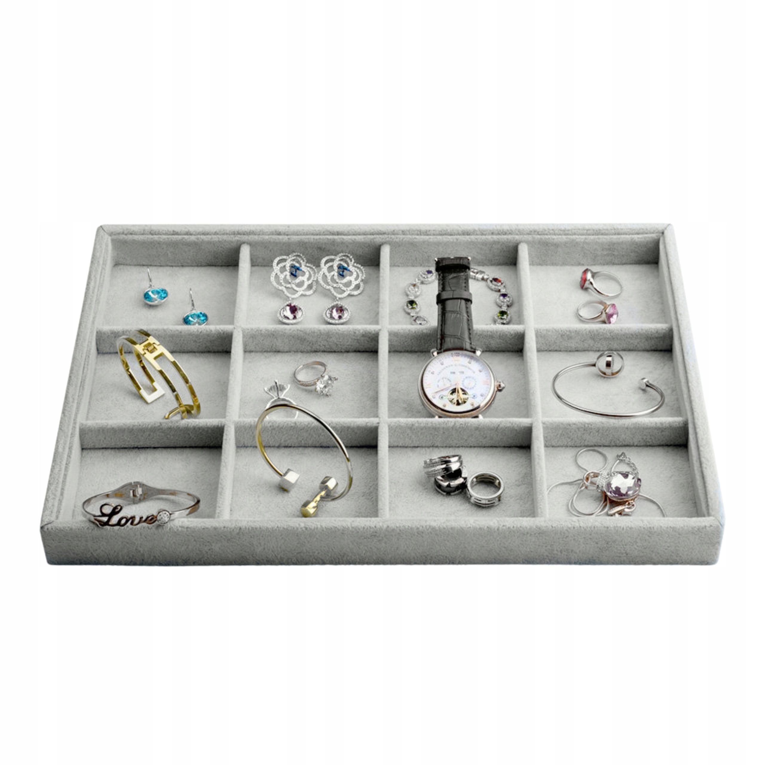 TACA EKSPOZYTOR NA ZEGARKI BRANSOLETKI BIŻUTERIĘ PUDEŁKO POJEMNIK ETUI Y8 Materiał inny