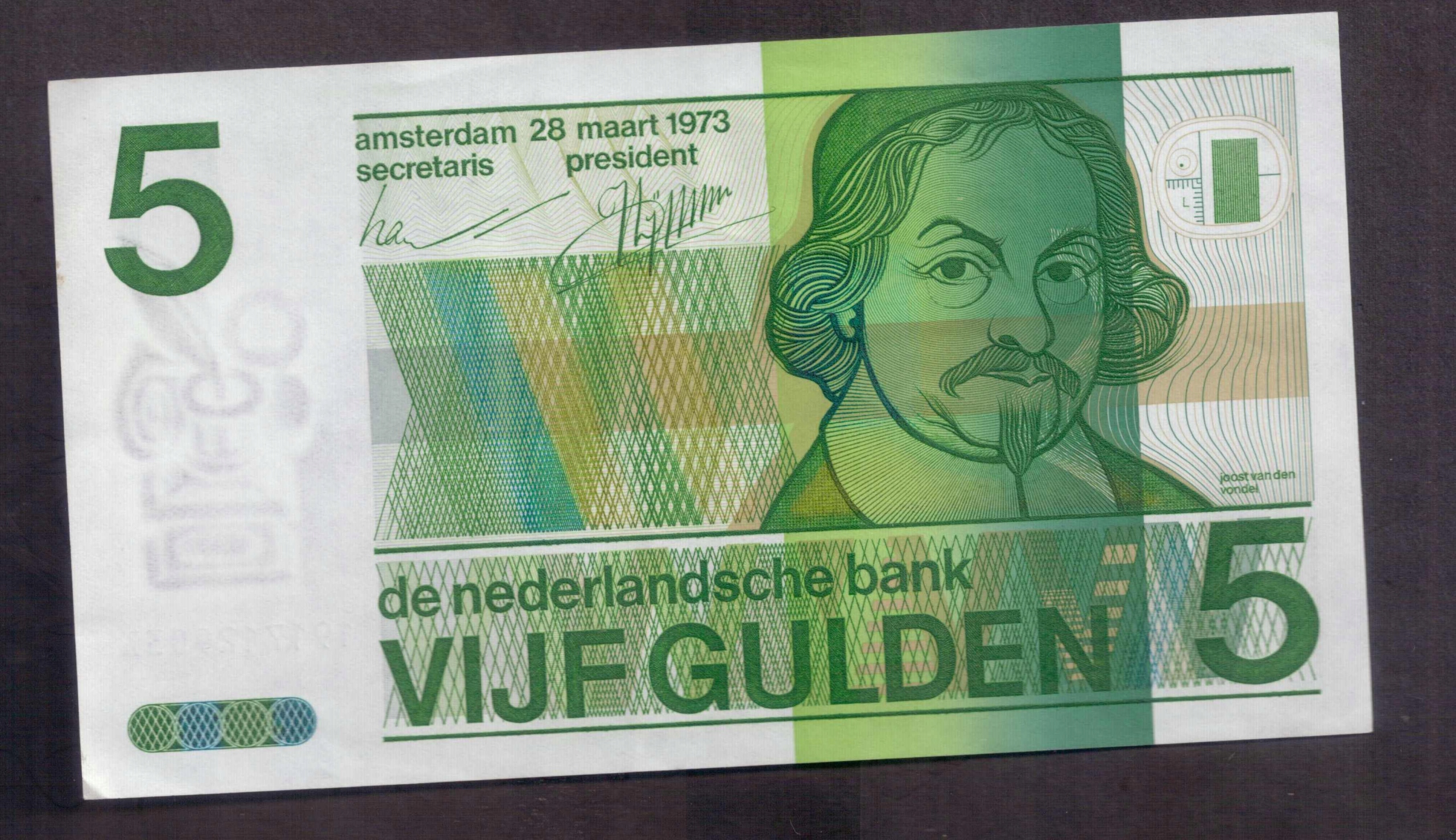Holandia - banknot - 5 Gulden 1973 rok